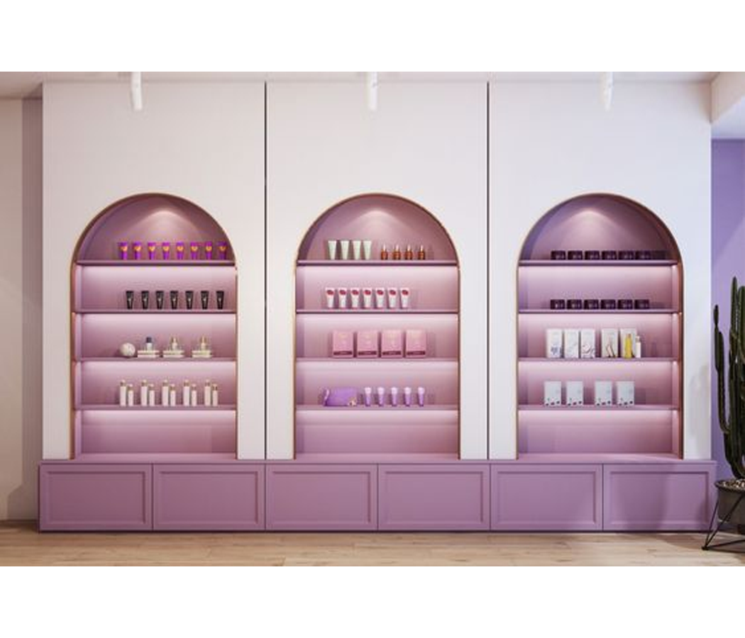 Sắp xếp bố trí kệ tủ decor shop mỹ phẩm