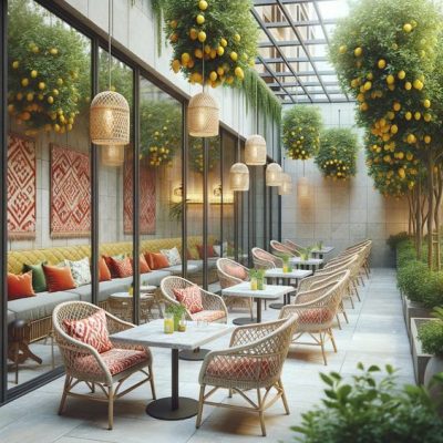 Thi công quán cà phê xanh hiện đại